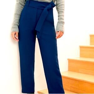 Aritzia Wilfred Tie Front High Waisted Dress Pant in Royal Blue Size 8
